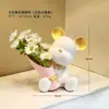Ramo de Flores, Figura de Oso Violento, Decoración de Escritorio para Sala de Estar en Casa, Adorno Simple de Artesanía de Resina para Estudio, Árbol de la Fortuna