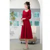 Vestido de Noite de Comprimento Médio com Mangas Longas para Registro, Usável no Dia a Dia, Vestido de Brinde para Noiva, para Mulheres Baixinhas