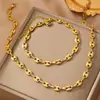 2024 Nuevo Collar Pulsera de Acero Inoxidable Nariz de Cerdo de Grano de Café Traje Estilo Femenino Lujo Ligero Nicho Todo-partido Joyería