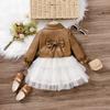 Vestido Fofo de Outono e Inverno para Meninas 2025 Novo Estilo Pequena Princesa Bebê Estilo Coreano Conjunto de Duas Peças