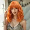Peluca de Cabello Corto Ondulado para Mujer Europea y Americana con Flequillo, Cabello Corto Sintético Natural, Fibra de Alta Temperatura, Comercio Exterior Transfronterizo