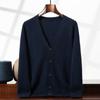 Cárdigan de cachemira para hombre, nuevo, de otoño e invierno, con cuello en V de doble grosor, tejido informal de negocios, chaqueta holgada