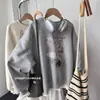 Moletom Unissex Fino e Solto com Gola Redonda, Estampa de Estrelas e Cachorro Pintado, Estilo Coreano, Outono e Inverno, Moda Versátil para Pessoas Baixas