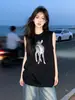 Diseño de marca moderno estilo americano con estampado de ciervos, chaleco sin mangas de verano 2026 para pareja, camiseta de algodón puro, top casual para mujer