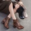 Shanghai Jiejie Verano Nuevo Estilo Familiar Túnel de Viento Botas Piel Suave Tacón Medio Grueso Botas Frescas para Mujer Moda para Exteriores Botines Huecos Cortos