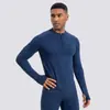 Ropa de entrenamiento y fitness para hombre transfronteriza: camiseta atlética transpirable, de secado rápido, de manga larga y con media cremallera