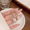 Aretes Colgantes de Perlas Rosadas Retro Franceses para Mujer, Aretes Elegantes de Lujo Ligero de Alta Gama con Diamantes Flash, Aretes con Pin de Plata 925