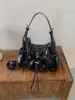Bolsa tote vintage transfronteiriça de couro macio para mulheres, bolsa de ombro com cordão de grande capacidade, bolsa de mão e bolsa de ombro de nicho de alta qualidade