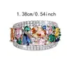 Anillo Geométrico Colorido de Zirconia de Colores Arcoíris Gota de Agua Personalizado Transfronterizo Ziyu Nicho No Desvanecible con un Toque de Alta Gama y Único