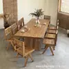Mesa Grande de Tablero Sólido de Olmo Viejo Estructura de Ensambles de Caja y Espiga Escritorio de Oficina Mesa de Comedor Multi-Persona para el Hogar Combinación de Mesa y Sillas para Hotel B&B
