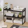 Estante de Mesa, Rack de Armazenamento Multicamadas em Ferro Forjado, Pequena Prateleira para Mesa de Dormitório Estudantil, Ferramenta de Organização para Mesa de Escritório