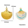 Colgante de Cola de Pez de Acero Inoxidable Chapado en Oro de 18K Serie Marina Aceite Goteando Concha Incrustada Perla Colgante Accesorios para Joyería DIY