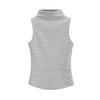 Estilo Coreano Chica Sexy Ajustado Rayado en Contraste Cuello Medio Alto Sin Mangas Chaleco Top de Verano para Mujer Elástico Ajustado Hombro Tirantes