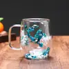 Taza de Vidrio de Borosilicato de Doble Capa con Flores Reales y Secas, Nuevo Producto Creativo, Taza para Oficina, Bar, Uso Doméstico, Taza de Café