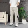Pantalones Deportivos Casuales de Exterior de Marca Juvenil Tendencia Verano Nuevo Bloque de Color Patchwork Cordón Puños Versátil Ropa de Moda para Hombre