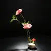 Empratamento de Banquete Rural Estilo Chinês com Flores e Plantas Artificiais, Decoração de Bandeja Artística para Hotel, Embelezamento Criativo de Pratos Frios e Sashimi com Flores Pequenas