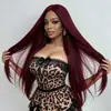 Perucas Fabricadas na Fábrica para Mulheres, Cabelo Longo Liso, Cabelo Longo Vinho, Exportação de Comércio Exterior Europeu e Americano, Perucas Fofas de Fibra Sintética, Fornecimento Aliexpress