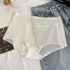 Ropa interior sin costuras de seda helada para mujer 2025 Nueva Ropa interior antibacteriana de penetración micro de máscara de alta gama para mujer Braguitas de cuero de leche para niña
