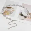 Cadena de Cintura de Cuatro Hojas Redonda de Pedrería a la Moda para Mujer, Cadena Versátil para Vestido, Cadena para Jeans, Cinturón de Metal para Mujer