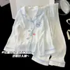 Pijama de Dibujos Animados Lindo para Niños Primavera y Otoño Manga Larga Pantalón Largo Algodón Delgado Set de Nube para Niñas Cuello Solapa Dibujos Animados Ropa de Casa