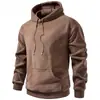 Sudadera con capucha y cordones para hombre, nueva moda Otoño/Invierno 2026, forrada de forro polar y engrosada, sudadera con capucha casual holgada
