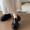 Mocasines de cuero genuino con suela gruesa para aumentar la altura, zapatos cómodos para deslizar que no cansan los pies, zapatos de vestir simples para mujer con tacones gruesos