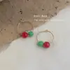 Pendientes de Cuentas Retro con Contraste Rojo y Verde Diseño de Nicho Pendientes Literarios Elegantes Nuevos Pendientes de Estilo Étnico Chinoiserie para Mujer