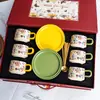Juego de Regalo de Taza de Café y Platillo Floral de Lujo Ligero Retro de Alto Valor, Perfecto como Regalo para Mejores Amigos, Inauguración de Casa o Boda
