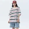 Nueva Camiseta Rayada de Manga Corta Versátil de Verano para Hombres y Mujeres, Camisa Casual Holgada 2025, Camiseta de Marca Moderna de Media Manga para Parejas