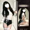 Rose Cloud Campus-Style Lingerie Sexy Uniforme Puro Desejo Paixão Conjunto Abertura na Virilha Tentação Feminina Roupa de Ginástica de Cama Transparente