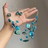 Collar Único de Grava Azul Irregular Multicapa con Artesanía Pesada, Diseño de Nicho, Cadena Exquisita Versátil Retro para la Clavícula