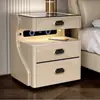 Mesa de Cabeceira Inteligente Segura com Design Moderno Minimalista Integrado, Carregamento Sem Fio, Trava de Impressão Digital e Bluetooth