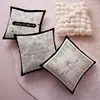 Funda de Almohada Floral de Lujo Ligero Estilo Francés para Sofá y Cabecero de Cama del Hogar, Cojín Blanco y Negro, Venta al por Mayor de Cojines para Sofá de Sala de Estar