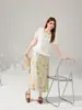 Saia Midi Evasê Cintura Apertada Estilo Pintura a Óleo Fotogênica Atmosférica Roupa Feminina Plus Size Esconde Gordura Saia Emagrecedora 88024