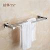 Barra de Toalla de Acero Inoxidable 304 Transfronteriza Doble Barra Estante para Toallas Base Cuadrada de una Sola Capa Brillante Montado en la Pared del Baño