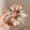 Scrunchie de rede de renda de bolinhas novo estilo coreano com um toque vintage e sofisticado, adequado para rabos de cavalo, um acessório de cabelo para meninas