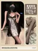 Lencería Sexy PinYuan: Camisón de Encaje Dorado Noche Oscura con Tirantes Transparentes, Coqueto Sexy, Tentación Fácil de Quitar Ropa de Dormir qqny