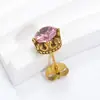 Nuevos Pendientes Redondos de Circonita con Corona Retro Transfronterizos Europeos y Americanos para Mujer, Personalidad, Tendencia, Encanto, Moda, Pendientes de Acero de Titanio