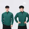 Outono Clone Rosto Meio Botão Gola Redonda Slim Fit Casual Moda Exibição Fitness Esportes Alta Elasticidade Base Camiseta Longa