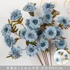 Flores artificiales Azul Niebla Salón de Bodas Flores de Seda Arreglo Floral de Boda Peonía Azul Rosa Abanico de Niebla Palma