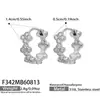 Pendientes de moda de nicho de alta gama estilo ins, pendientes de flor de cuatro hojas con circonita de acero inoxidable chapado en oro que conserva el color para mujer