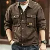 Chaqueta de Mezclilla Retro para Hombre Otoño e Invierno Marca de Moda Chaqueta con Solapa Lavado Pesado Moda y Guapo Abrigo