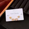 Brincos de Tarraxa Flor de Zircônia com Agulha de Prata Galvanizada a Ouro Real Conjunto de Seis Peças, Simples e Versáteis, Brincos Estilo Luxo Leve, Pequenos e Elegantes Acessórios de Orelha