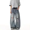 Jeans rasgados retro geniales americanos 2026, nueva marca de moda de alta calle, pantalones largos holgados rectos de pierna ancha