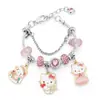 El Pulsera de Perlas Sanrio Más Vendida de Xiaohongshu Serie de Dibujos Animados Rosa y Azul Hello Kitty Pulsera de Perlas Joyería