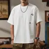 Camiseta de manga corta tipo gofre de alta resistencia estilo americano 260g para hombre, marca nueva de moda de verano con bolsillo bordado, camiseta casual para hombre
