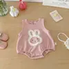 Dianxi Conjunto de Duas Peças para Bebê Menina com Gola de Renda e Estampa de Bolinhas Outono Novo Romper Doce com Desenho de Coelho