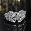 Anillo Mariposa Fantasma de Hada de Lujo Ligero con Zircón Ojo de Caballo Anillo de Diamante Laminado Joyería Mariposa Multiconjunto para Mujer