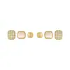 Pendientes Cuadrados de Diamante y Perla Casuales y Exquisitos Set de Pendientes de Ojo de Gato Coloridos Pendientes Versátiles de Moda Diaria para Mujeres