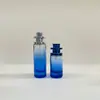 Celebridade da Internet Gradiente Colorido Frasco de Vidro Cilíndrico com Tampa de Rosca Garrafa Vazia para Recarga de Perfume 30ml Portátil com Spray de Pressão Frasco Cosmético